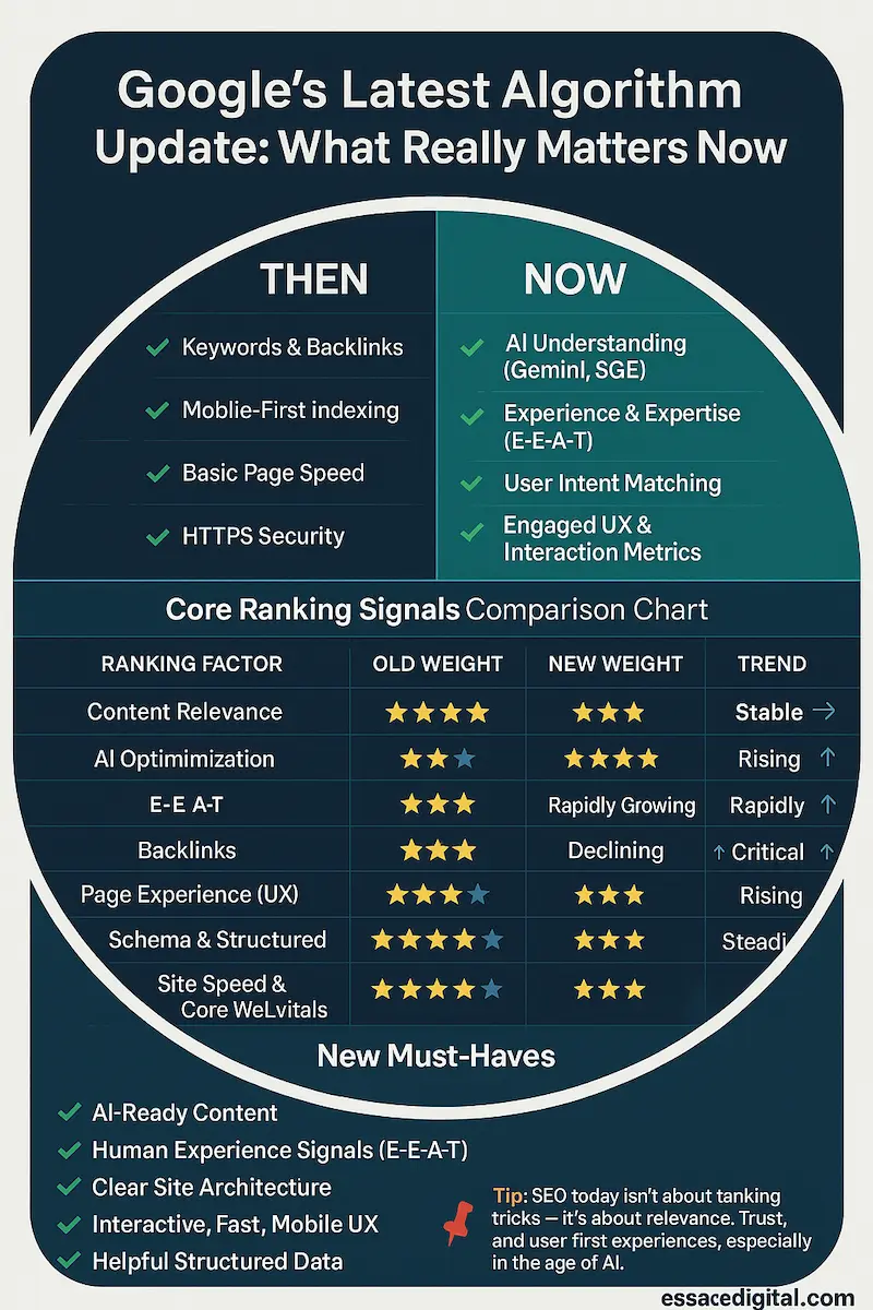 Google's June 2025 core update timeline infographic showing key dates, rollout phases, and expected impact on search results rankings